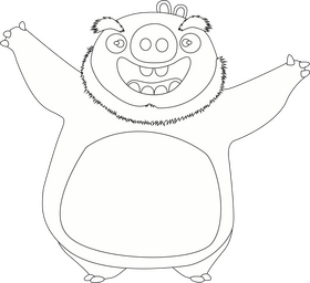 Angry birds bad piggy drawing black and white clipart