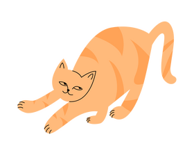 Red striped cat drawing clipart