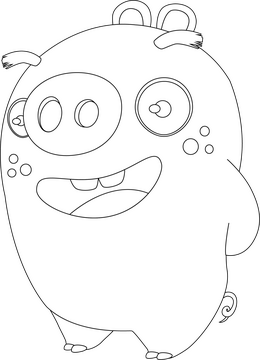 Angry birds baby piggy black and white clipart