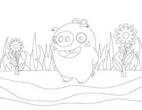 Angry birds baby piggy black and white vector