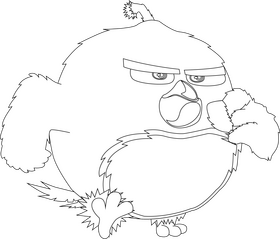 Angry birds bomb character black and white clipart