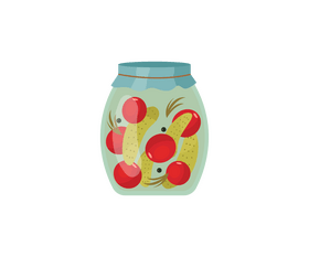 Canned tomatoes and cucumbers clipart