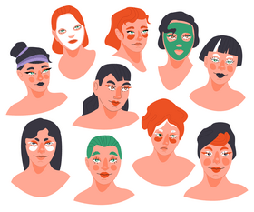 Cartoon girls face vector