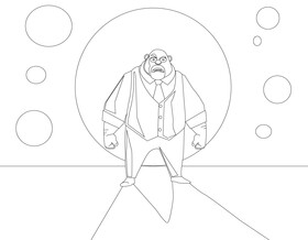 Beard man cartoon character black and white vector