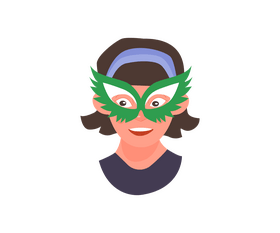 Girl in green carnival mask clipart