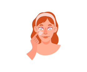 Girl applies eye cream clipart