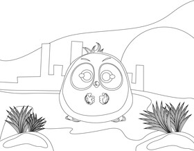 Cute angry birds black and white vector