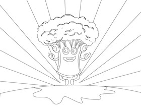 Broccoli doing yoga black and white vector