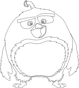 Angry birds bomb drawing black and white clipart