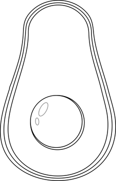 Half Avocado black and white clipart