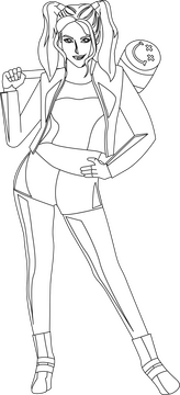 Harley Quinn black and white clipart