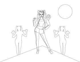 Harley Quinn black and white vector