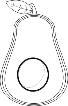 Sliced in Half Avocado black and white clipart
