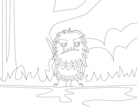 Funny bigfoot black and white vector