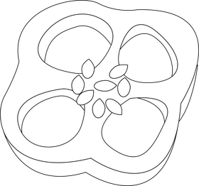Slice of Bell Pepper black and white clipart