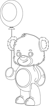 Cute teddy bear black and white clipart