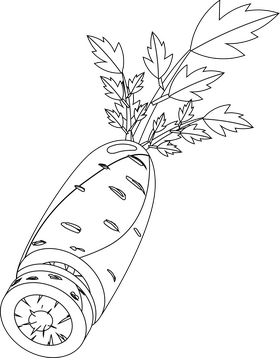 Carrot Cut in Half black and white clipart