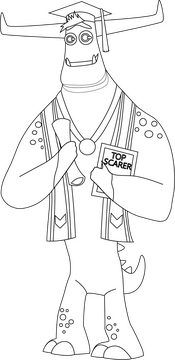 Monster at work black and white clipart