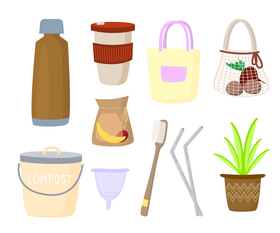 Zero waste and eco friendly products vector