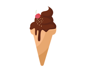 Chocolate with cherry cone ice cream clipart