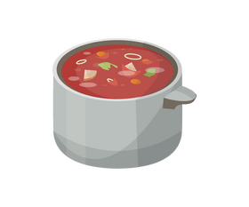 Russian borscht in caldron pot clipart