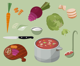 Russian borscht soup recipe vector
