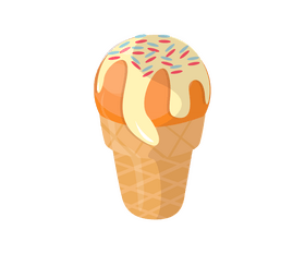 Orange ice cream in waffle clipart