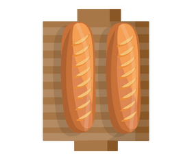Bread on cutting board clipart