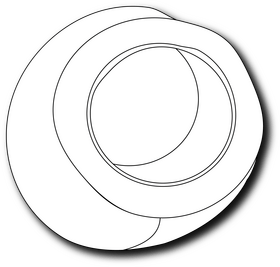 Cut in Half Green Coconut black and white clipart