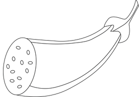Eggplant Sliced in Half black and white clipart
