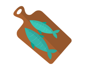 Fish on cutting board clipart