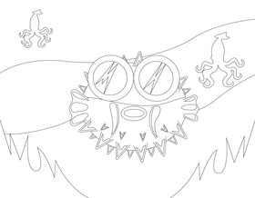 Cute fish cartoon black and white vector