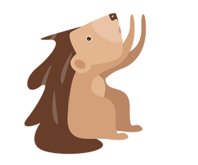 Cartoon hedgehog sitting clipart