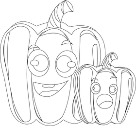 Cute red peppers black and white clipart