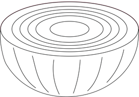 Half Onion black and white clipart
