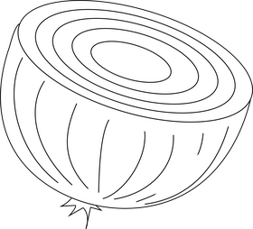 Cut in Half Onion black and white clipart