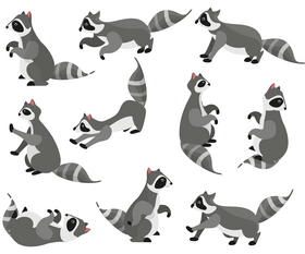 Cute raccoons vector