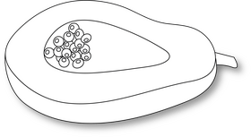 Half Papaya black and white clipart