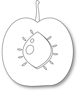 Cut in Half Plum black and white clipart