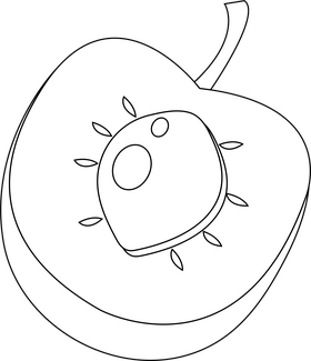 Sliced in Half Plum black and white clipart