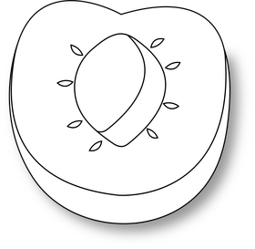 Plum Cut in Half black and white clipart