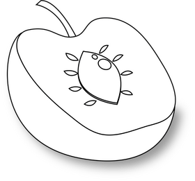 Half Plum black and white clipart
