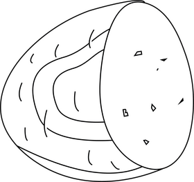 Cut in Half Potato black and white clipart