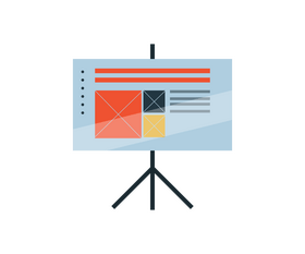 Presentation board with charts clipart