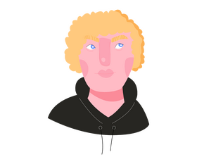 Curly blond guy in hoodie portrait clipart