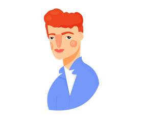 Cartoon handsome guy in blue shirt clipart