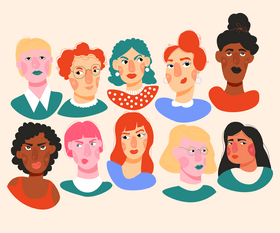 Cute female portraits vector
