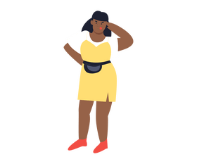 Black girl in yellow dress illustration clipart