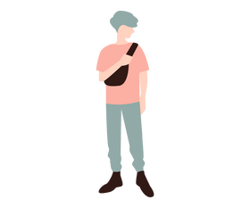 Cartoon young guy with belt bag clipart