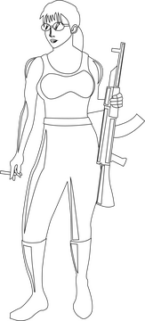 Sarah Connor Terminator drawing black and white clipart